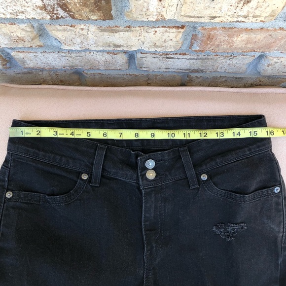 Levi’s 529 Curvy Skinny Leg Distressed Ripped Raw Hem Lack Wash Jeans W31 L32 - Picture 11 of 16